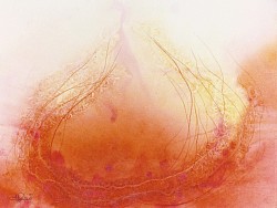 Fils dorés d'araignée, 40x30cm