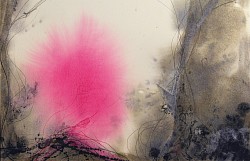 Au bord des bois frileux éclot comme une aurore, l'amandier nous renait, 40x55cm